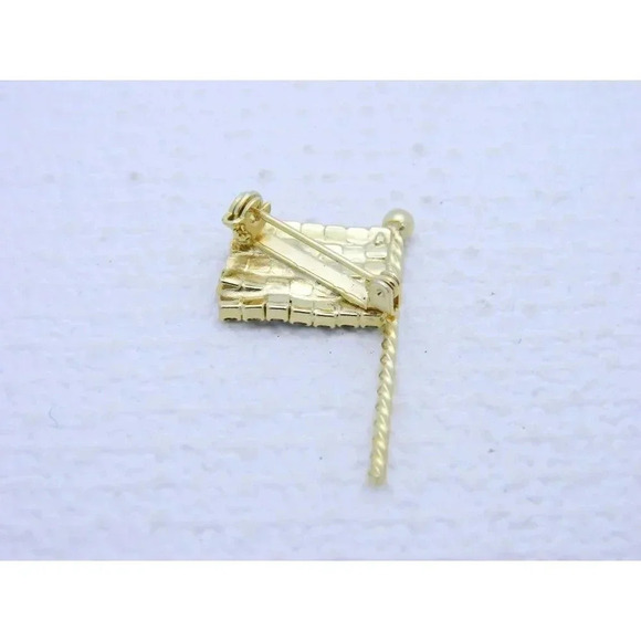 Gold Tone Red White Blue Rhinestone American Flag Pin Brooch - Picture 2 of 2